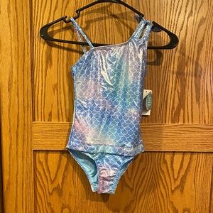 Breaking Waves Adaptive Mermaid Scale One-Shoulder Swimsuit NWT